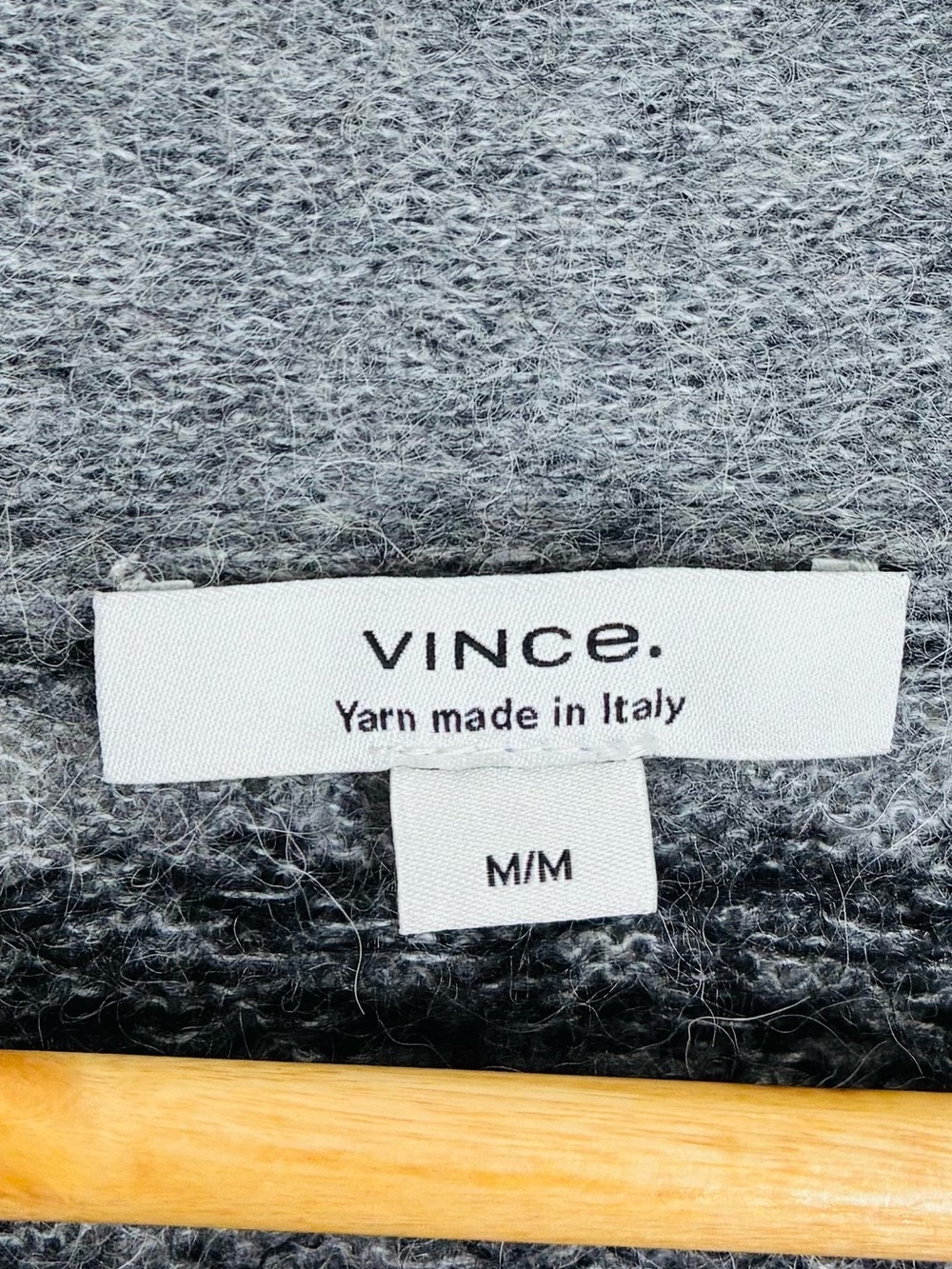 Vince grey and black fairisle alpaca blend v-neck cardigan sweater. Medium. - Picture 3 of 8